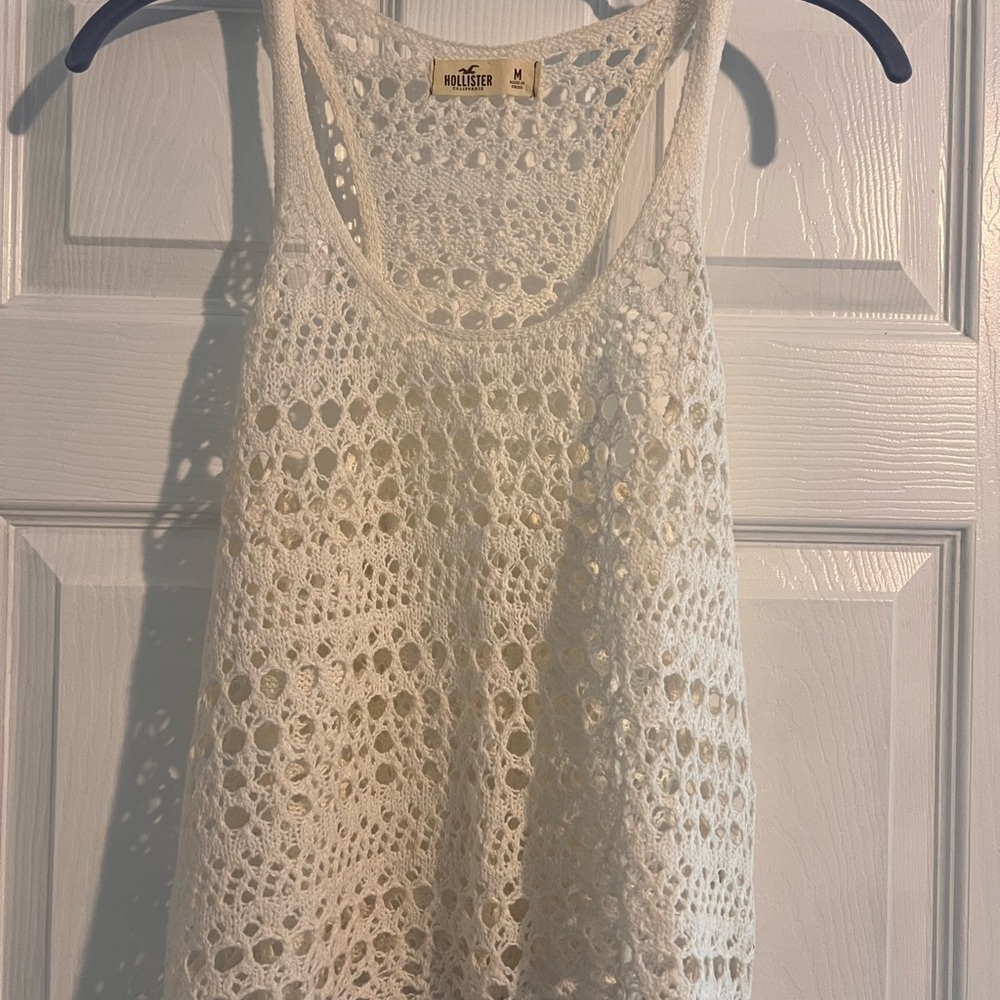Hollister Cream Crochet Tank Top Sleeveless Relaxed